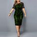 Women's Plus Size Sequin Dress Short Sleeve Personalized Extra Large Size_ecoleips.com