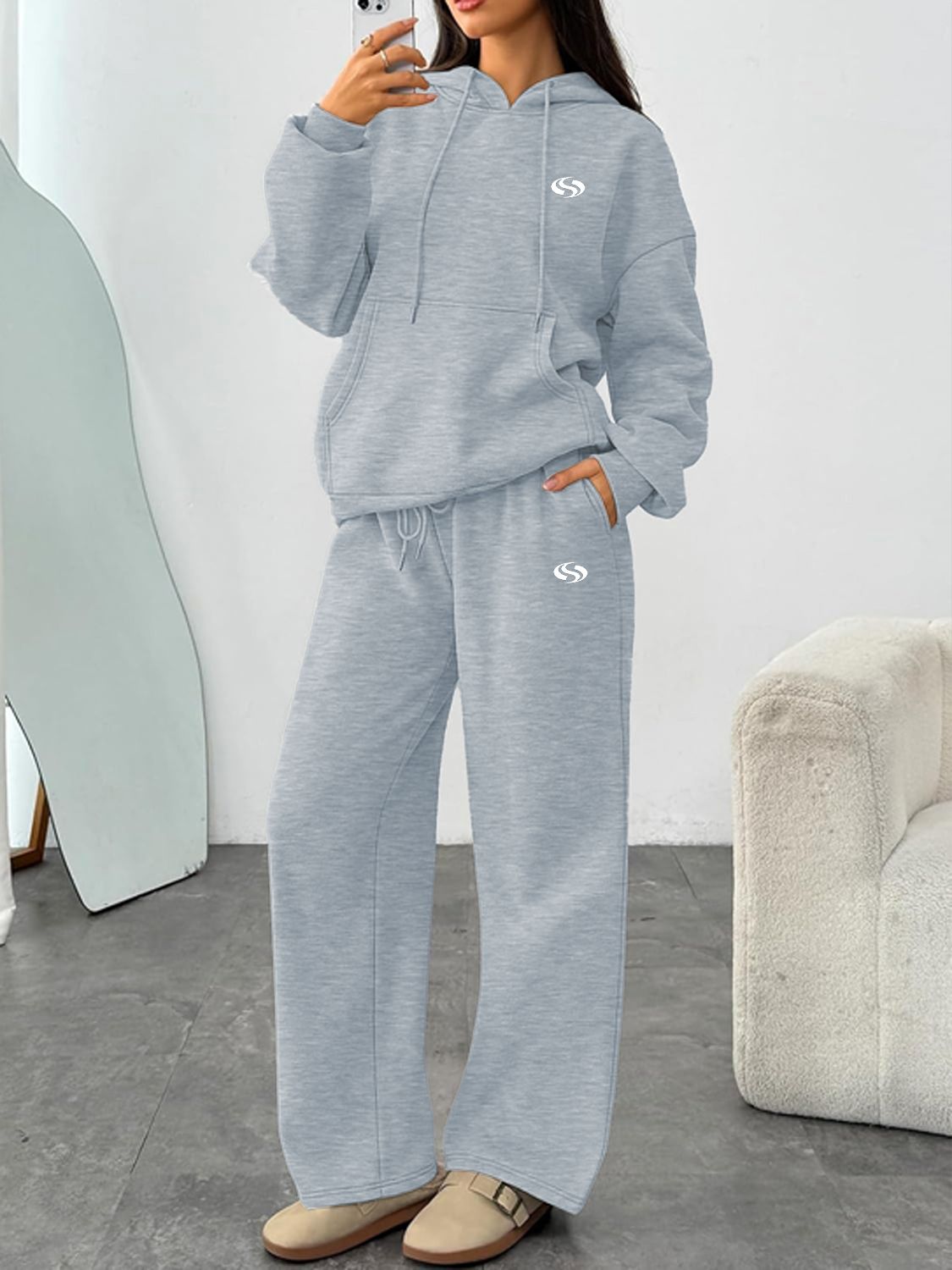 Unisex Printed Fleece Tracksuit - Full-Zip Hoodie & Jogger Set For Streetwear Comfort-B2_ecoleips.com