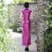 Elegant Chinese Qipao Dress With Peacock Embroidery, Slim-Fit Long Cheongsam For Women, High Neckline & Side Slit, Breathable Polyester Blend Fabric_ecoleips.com