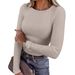 Fall And Winter High Stretch Crew Neck Slim Long Sleeve Women's T-Shirt Fashion Casual Women's Wear_ecoleips.com