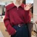 K Thickened Loose Design Sense Half Zipper Sweater Top Lazy Style Women's Cardigan_ecoleips.com