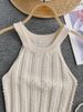 2024 Solid Color Crew Neck Tank Top Vacation Beaded Decor Sleeveless Tank Top For Summer Women's Clothing Crop Top_ecoleips.com