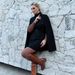 Women Thick Wool Blend Cape Coat, Stand Collar Side Button Belted Mini Cloak Jacket Winter Elegant Outerwear_ecoleips.com