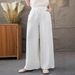 Suitable For All Seasons Zen Elastic Waist Drawstring Tie Linen Casual Loose Slimming Versatile Wide-leg Long Pants For Women_ecoleips.com