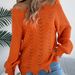 Fashion Women's Knit Sweater Long Sleeve Cold Shoulder Lace-Up Hollow Out Pullover Tops Casual Streetwear_ecoleips.com