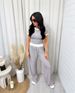 Women's Casual Wide Leg Pants Set Short Sleeved Solid Color Sportswear Two-Piece Spring Summer Clothing_ecoleips.com