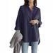 Aria Basics Aria Basics 2026 European American Women's Summer Shirt, Solid Color, Long-sleeved, Collared, Asymmetrical Top, Fashionable_ecoleips.com