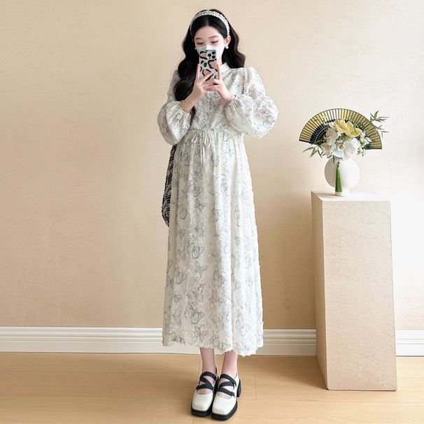 Autumn New Korean Fashion Chiffon Maternity Dress_ecoleips.com