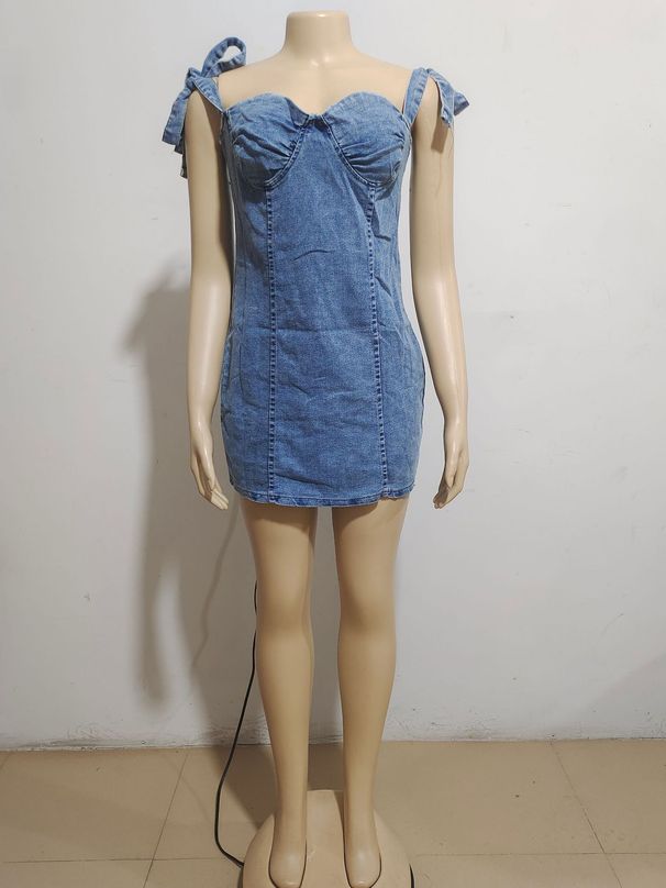 Women's Clothing Suspender Denim Skirt Summer Fashion Sexy Hot Girl Tube Top Dress_ecoleips.com