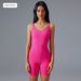 V Neck, Padded Bra, Women's Summer Fitness Cycling Romper, Halter Top, Yoga Wear, Shorts D25107_ecoleips.com