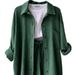 Women's Wrinkle-Resistant 2-Piece Set – Long Sleeve Button-Down Shirt & High-Waisted Drawstring Shorts – Plus Size Casual Outfit (S-Xxl, 19 Colors)_ecoleips.com