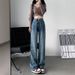 Women's White Slim Fit Straight Leg Jeans Loose Fit Flattering Drape Bestseller for Spring And Autumn_ecoleips.com