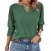 Women's Clothing Women's Clothing Summer New Loose V Neck Bat Sleeves Colorful Cotton T Shirt For Women_ecoleips.com