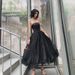 Banquet Evening Dress Women 2025 New Temperament Slim Fluffy Skirt Black Long Birthday Party Tube Top Small Dress_ecoleips.com