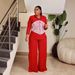 Spring Fashion High Waist Wide Leg Pants Women's Casual Printed Shirt And Pants Set European American Style_ecoleips.com