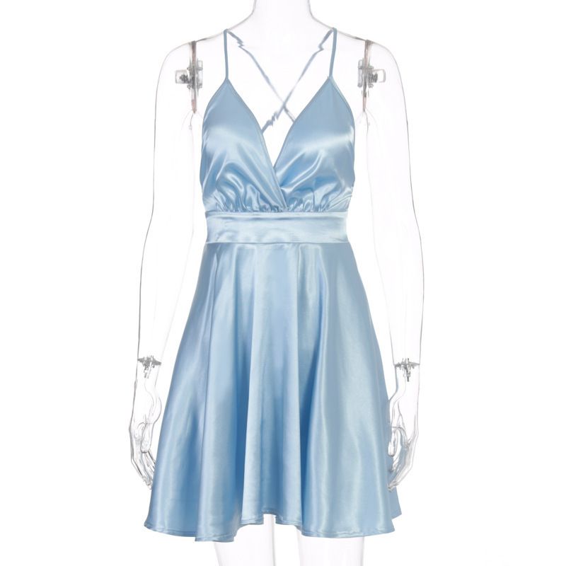 Women's Sexy Bow Knot Maxi Dress Summer 2025 European American Style Cross Border Fashion Suspender Dress_ecoleips.com