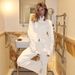 Women's Ribbed Knit Set Long Sleeved Mock Neck Cardigan Button Trousers New Arrival_ecoleips.com