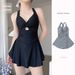 Women Hanging Neck Sweet Cute Swimwear Sexy One-piec Beach Wear Swim Suit Beach Dress Swimsuit High Waist Bathing Suit For Girls_ecoleips.com