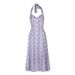 AD340 New Summer Women's Dress: European And American Style Halter Neck Strapless Elegant Purple Printed Dress With Tie_ecoleips.com