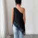 Summer New Style Asymmetrical Loose Vest for Women with Metal Buckle And Lace Trim European American Cross Border Top_ecoleips.com