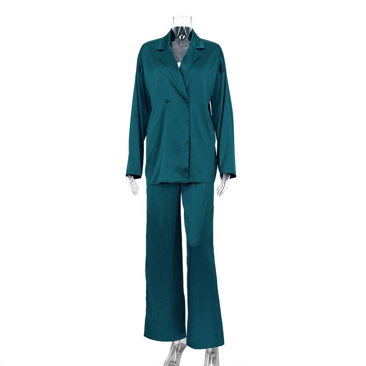 European And American Ins Style Satin Suit Trousers Women's Casual Drape Two Piece Set High-End Wholesale Fashion 2025_ecoleips.com