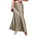 Aria Basics Aria Basics Foreign Trade Cross-Border Satin Spring Summer New European American Simple Silk Long Skirt Women's_ecoleips.com