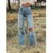 ripped Straight Jeans Standard Women's Casual Street Style Washed Denim_ecoleips.com