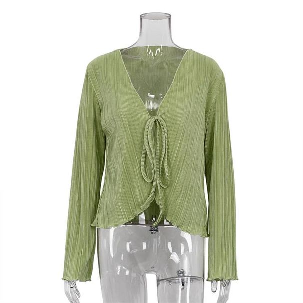 Sexy Spice Girl blouse slim horn long sleeve pleated blouse woman French_ecoleips.com