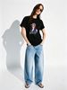 Women Fashion Rhinestone Girl Graphic T-Shirt Cap Sunglasses Flower Print Crew Neck Short Sleeve Casual Streetwear Tee_ecoleips.com