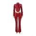 Women's Stylish Faux Leather Jacket & Flared Pants Set - Stretch Polyester Blend, Zipper Detail, Slim Fit Two-Piece Outfit (Black, Burgundy)_ecoleips.com