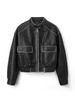 Aria Basics Cross-border Women's Casual Leather European American Stand-up Collar Jacket, Foreign Trade Autumn And Winter PU_ecoleips.com
