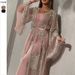 Women's Gold Stamped Evening Dress - Elegant Long Swing Dress With Shawl For Banquet & Special Occasions_ecoleips.com
