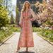 Voya 2026 Women's Fashion Niche Design Single-Breasted Lantern Sleeve Printed With Pockets Vacation Long Dress_ecoleips.com