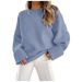 Oversized Crewneck Sweater – Trendy Streetwear Knit Top For Women (10 Colors, S-XL, Soft Acrylic-Polyester Blend, Relaxed Fit)_ecoleips.com