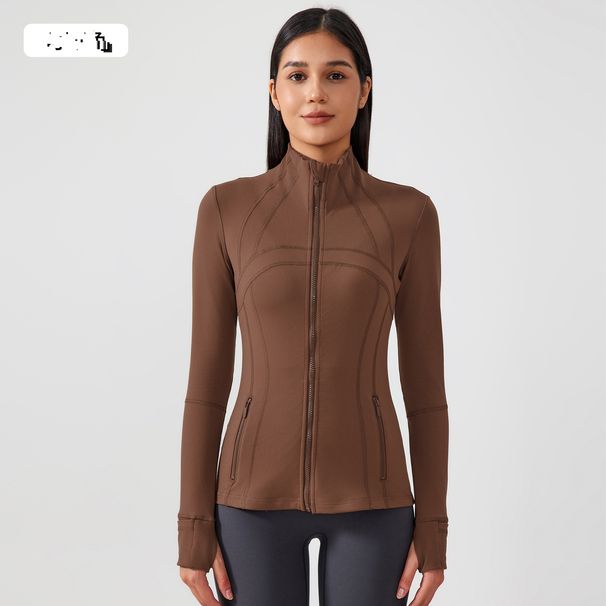 Women's Clothing New Yoga Sports Jacket Women's Elastic Zipper Running Fitness Yoga Long Sleeved Top Jacket_ecoleips.com