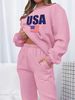 Women's Autumn/Winter Hip Hop Casual Street American Flag Pattern Printed Round Neck Sweatshirt+Sweatpants Warm Set-657_ecoleips.com