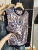 Floral Print Vest Plus Size Loose Fit Sleeveless Top Round Neck Niche Style Women's Clothing For Mother's Day_ecoleips.com