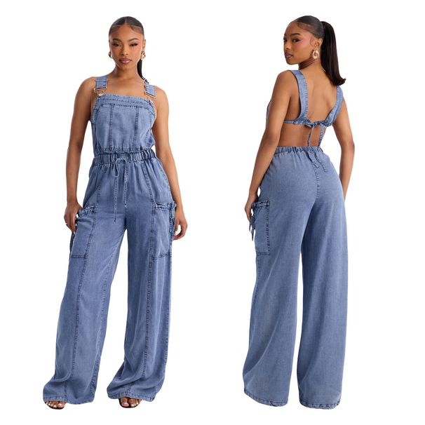 Women's Clothing Fashion Casual Sexy Overalls Jumpsuit Wide Leg Pants American Platform_ecoleips.com