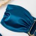 Glossy Satin Strapless Bandeau Bikini Set Front Metal Buckle High Cut Two Piece Beach Swimsuit_ecoleips.com