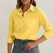 European And American 2026 New Style Shirt, Solid Color Loose Top, Long Sleeve Fashionable Turn-down Collar Commuting_ecoleips.com
