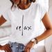 Women's Clothing Women's Spring And Summer Casual Tops Relax Letter Print Round Neck Short Sleeve T Shirt_ecoleips.com