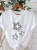 European And American Cross-border Foreign Trade Women's Geometric Star Print Round-neck Short-sleeve T-shirt Top_ecoleips.com