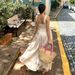 Fashion Women Square Neck Sleeveless Slip Dress Sexy Elegant Patchwork Open Back Slim Bodycon Long Maxi Dress_ecoleips.com
