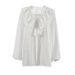Aria Basics Aria Basics European American Fashion White Ruffled Blouse Women, Autumn Design With V-neck And Lantern Sleeves, Chiffon Shirt For_ecoleips.com