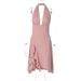 European American Women's Fashion 2025 Summer New Arrival: Stylish And Sexy Deep V Backless Waist-Cinching Sleeveless_ecoleips.com