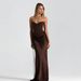 Women's Slim Fit Evening Dress European American Style Fashion Solid Color Herringbone Waist with Flowing Ribbons Long Fishtail Skirt_ecoleips.com