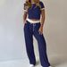 Women's Breathable Cotton Short Sleeve Top Wide-Leg Pants Set Casual Loungewear Workout Office Outfit_ecoleips.com