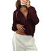 Y2k Chunky Knit Zip-Up Sweater Coat For Women - Soft Acrylic Long Sleeve Cardigan Oversized Fit Vintage Aesthetic In White/Grey/Wine/Brown (S/M/L/Xl)_ecoleips.com