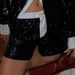 2025 Women's Patchwork Pajama Shorts Sparkly Sequined Striped Trim Low Rise Sleep Shorts For Summer_ecoleips.com