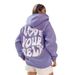 Women's Fleece Hoodie, New Back Letter Print Hooded Sweater, Harajuku Hooded Top_ecoleips.com